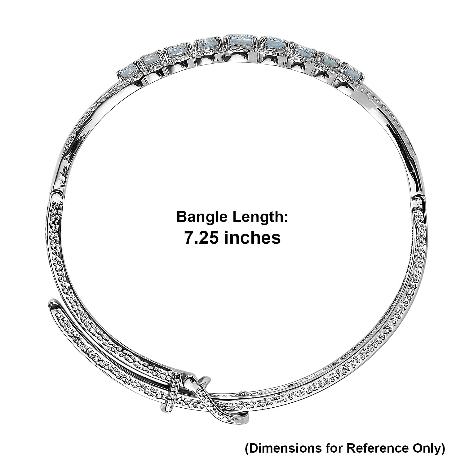EverTrue Sky Blue Topaz 7.30 ctw Bangle Bracelet in Stainless Steel (7.25 In)