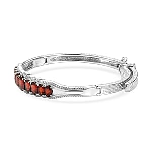 EverTrue Mozambique Garnet 7.65 ctw Bangle Bracelet in Stainless Steel (7.25 In)