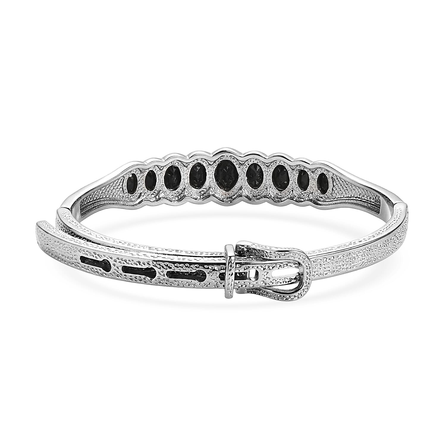 EverTrue Thai Black Spinel 8.25 ctw Bangle Bracelet in Stainless Steel (7.25 In)