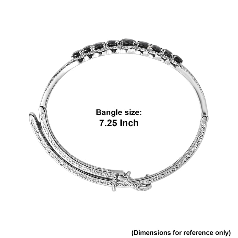 EverTrue Thai Black Spinel 8.25 ctw Bangle Bracelet in Stainless Steel (7.25 In)