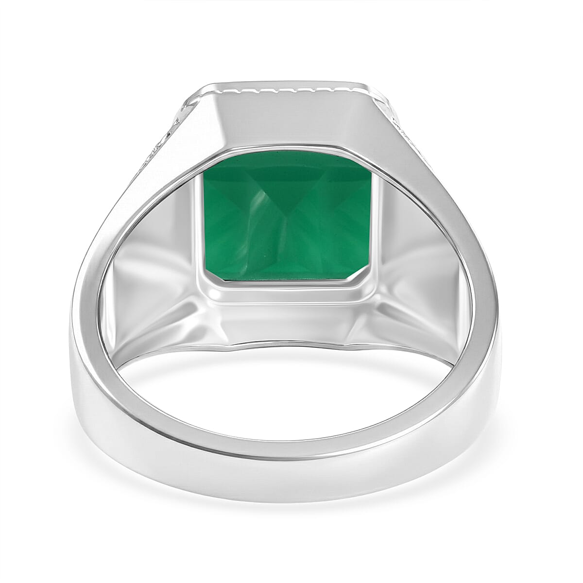 D'Joy Passport to Israel Artisan Crafted Green Onyx 5.35 ctw Men's Ring in Sterling Silver (Size 10.0) image number 4