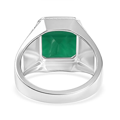 D'Joy Artistryto Israel Artisan Crafted Green Onyx 5.35 ctw Men's Ring in Sterling Silver (Size 10.0)