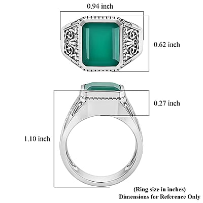 D'Joy Artistryto Israel Artisan Crafted Green Onyx 5.35 ctw Men's Ring in Sterling Silver (Size 10.0)