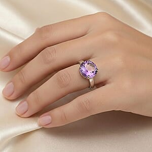 EverTrue Rose De France Amethyst 6.65 ctw Solitaire Ring in Stainless Steel (Size 6.0)