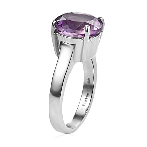 EverTrue Rose De France Amethyst 6.65 ctw Solitaire Ring in Stainless Steel (Size 6.0)