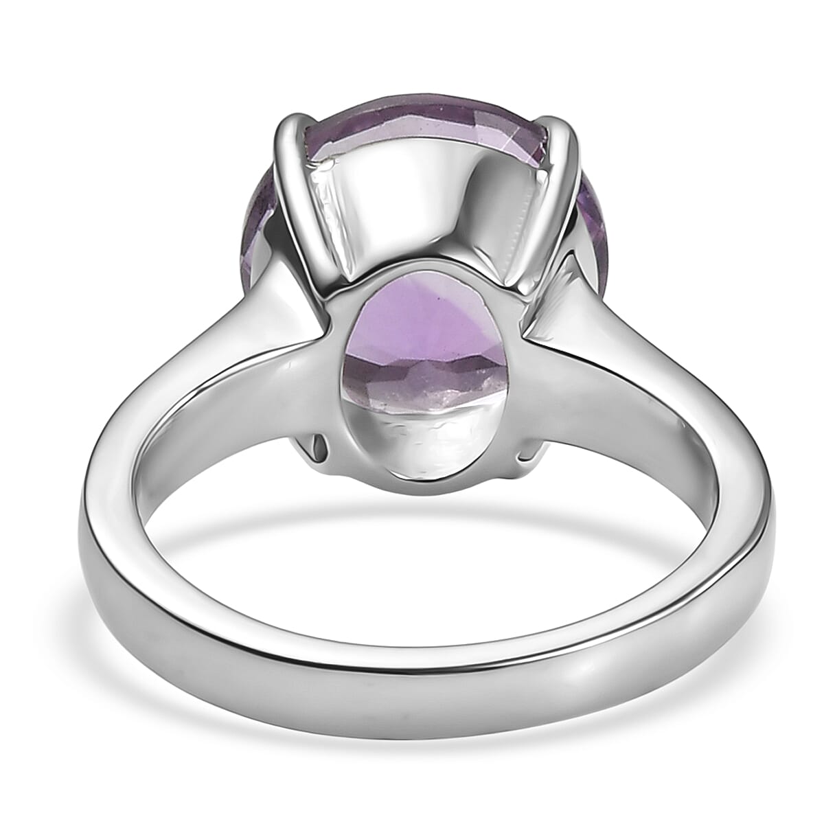 EverTrue Rose De France Amethyst Solitaire Ring in Stainless Steel (Size 6.0) 6.65 ctw image number 4