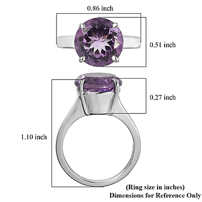 EverTrue Rose De France Amethyst 6.65 ctw Solitaire Ring in Stainless Steel (Size 6.0)