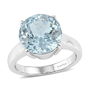 EverTrue Sky Blue Topaz 6.80 ctw Solitaire Ring in Stainless Steel (Size 8.0)