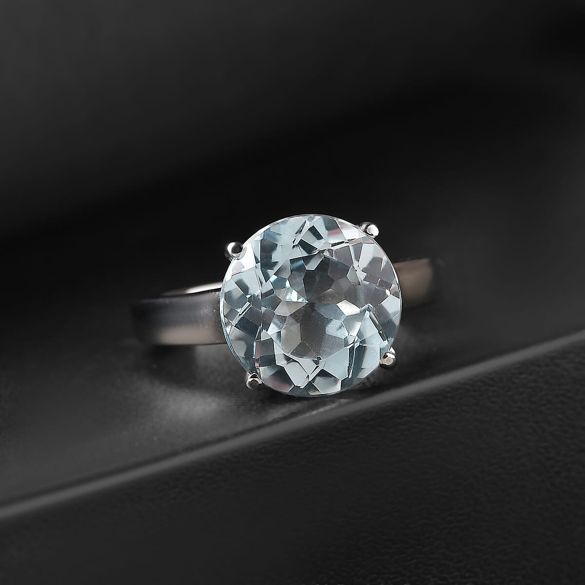 EverTrue Sky Blue Topaz 6.80 ctw Solitaire Ring in Stainless Steel (Size 8.0) image number 1