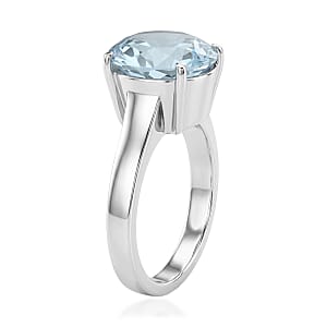 EverTrue Sky Blue Topaz 6.80 ctw Solitaire Ring in Stainless Steel (Size 8.0)