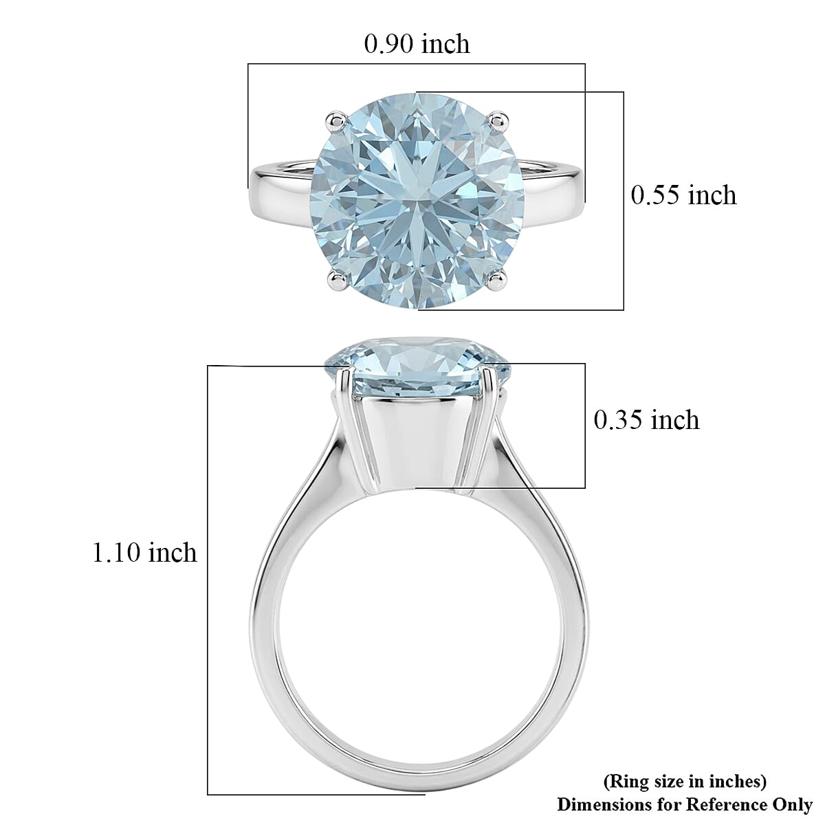 EverTrue Sky Blue Topaz 6.80 ctw Solitaire Ring in Stainless Steel (Size 8.0) image number 5