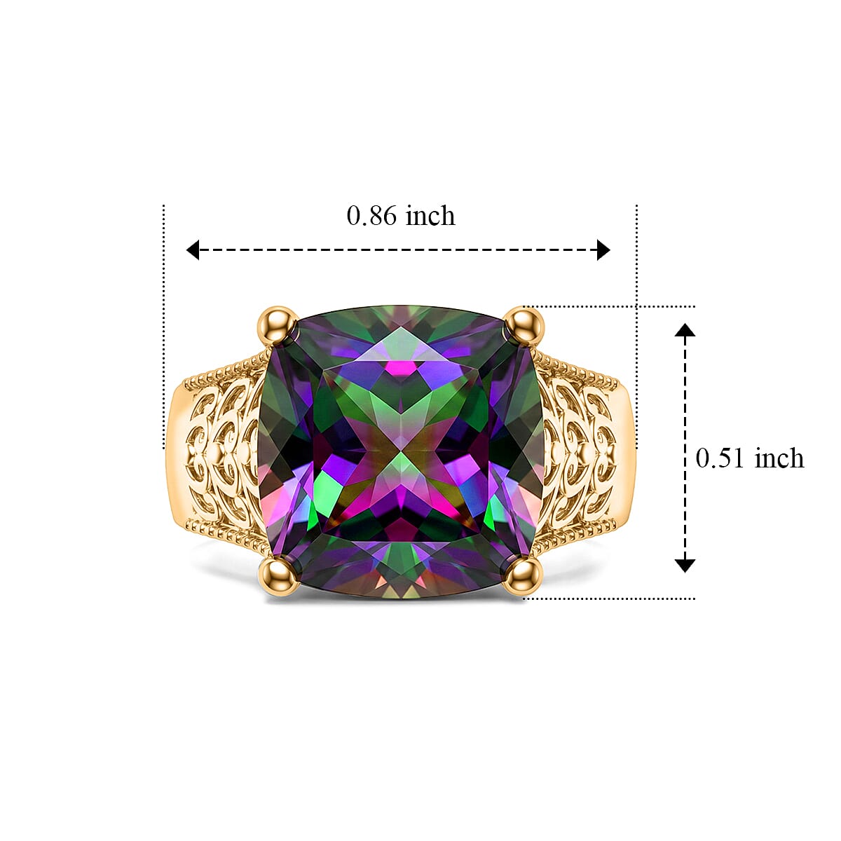 EverTrue Watermelon Quartz (Triplet) 8.50 ctw Solitaire Ring in 18K YG Plated (Size 7.0)