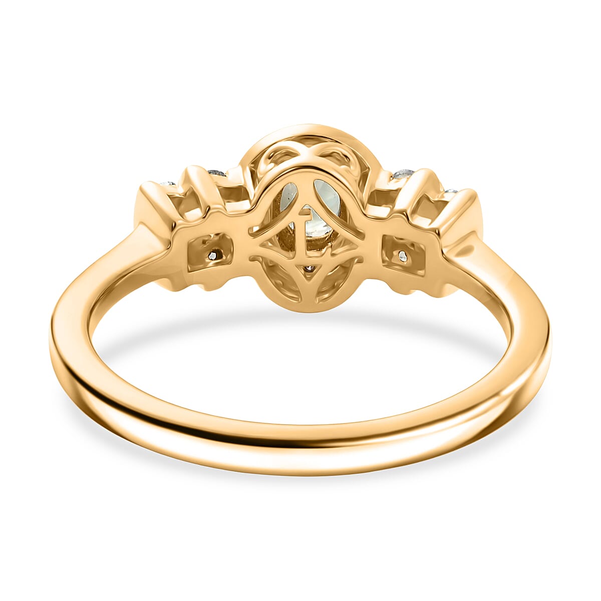 Narsipatnam Alexandrite and Luxuriant Lab Grown Diamond G-H SI 0.65 ctw Crown Halo Ring in 18K Vermeil Yellow Gold Over Sterling Silver (Size 10.0) image number 4