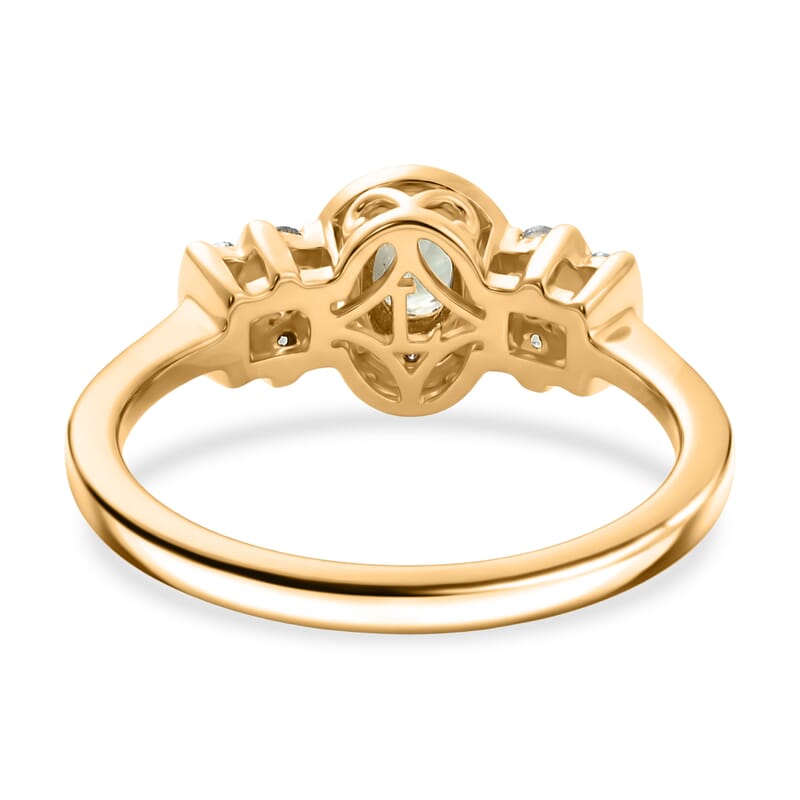 Narsipatnam Alexandrite and Luxuriant Lab Grown Diamond G-H SI 0.65 ctw Crown Halo Ring in 18K Vermeil Yellow Gold Over Sterling Silver (Size 10.0)
