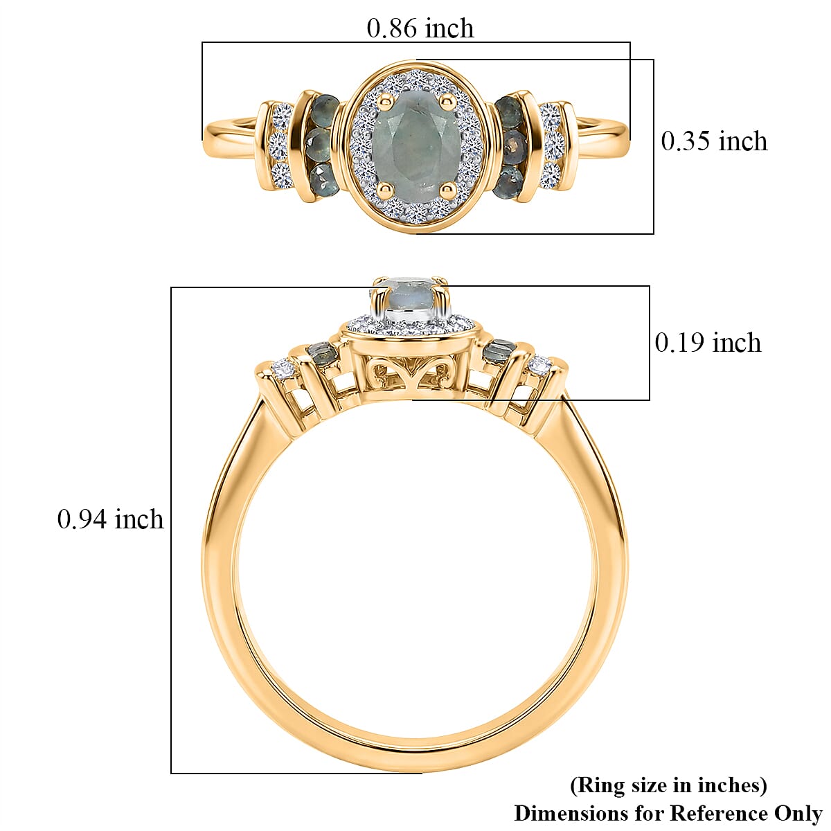 Narsipatnam Alexandrite and Luxuriant Lab Grown Diamond G-H SI 0.65 ctw Crown Halo Ring in 18K Vermeil Yellow Gold Over Sterling Silver (Size 10.0)