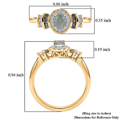 Narsipatnam Alexandrite and Luxuriant Lab Grown Diamond G-H SI 0.65 ctw Crown Halo Ring in 18K Vermeil Yellow Gold Over Sterling Silver (Size 10.0)