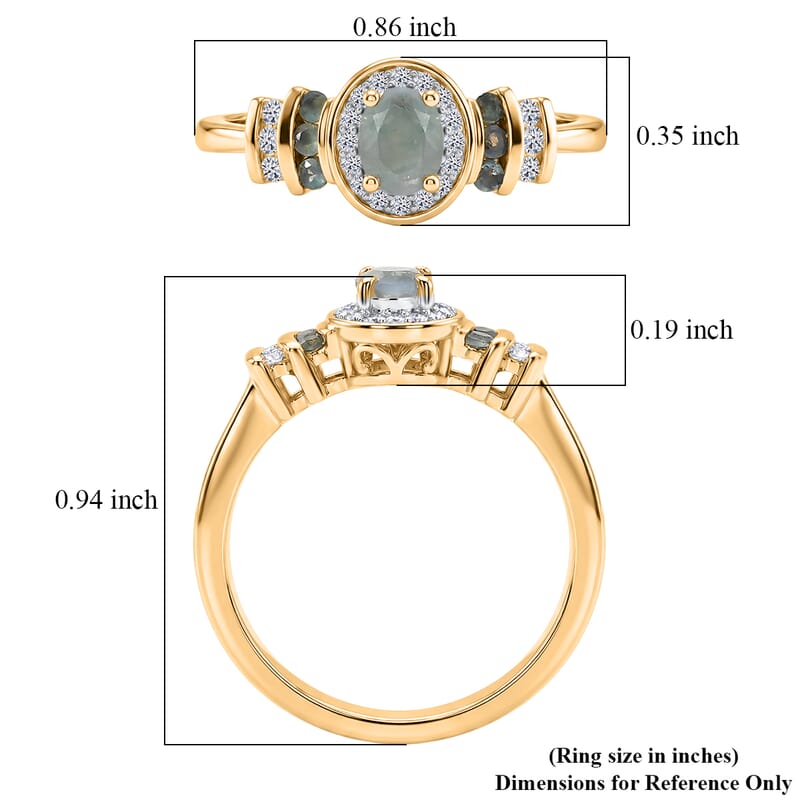 Narsipatnam Alexandrite and Luxuriant Lab Grown Diamond G-H SI 0.65 ctw Crown Halo Ring in 18K Vermeil Yellow Gold Over Sterling Silver (Size 10.0)