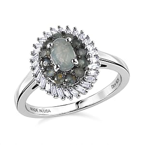 D'Joy Narsipatnam Alexandrite and Diamond 1.10 ctw Eclipse Empress Ring in Rhodium Over Sterling Silver (Size 10.0)