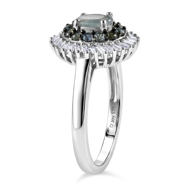 D'Joy Narsipatnam Alexandrite and Diamond 1.10 ctw Eclipse Empress Ring in Rhodium Over Sterling Silver (Size  10.0)