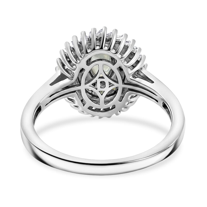 D'Joy Narsipatnam Alexandrite and Diamond 1.10 ctw Eclipse Empress Ring in Rhodium Over Sterling Silver (Size  10.0)