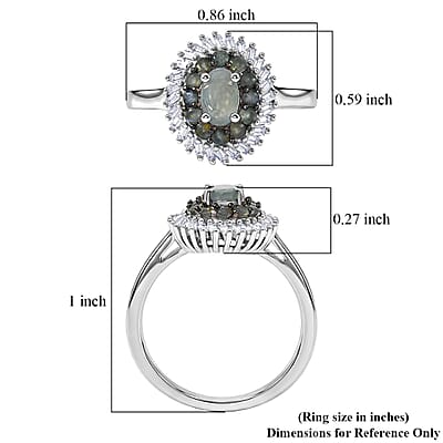 D'Joy Narsipatnam Alexandrite and Diamond 1.10 ctw Eclipse Empress Ring in Rhodium Over Sterling Silver (Size  10.0)