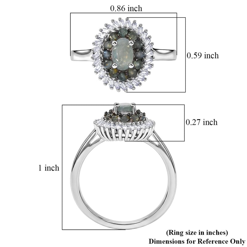D'Joy Narsipatnam Alexandrite and Diamond 1.10 ctw Eclipse Empress Ring in Rhodium Over Sterling Silver (Size  10.0)
