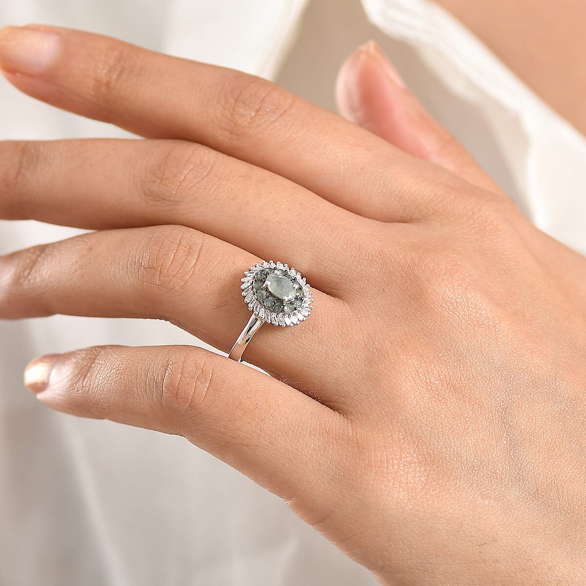 D'Joy Narsipatnam Alexandrite and Diamond 1.10 ctw Eclipse Empress Ring in Rhodium Over Sterling Silver (Size 5.0) image number 2