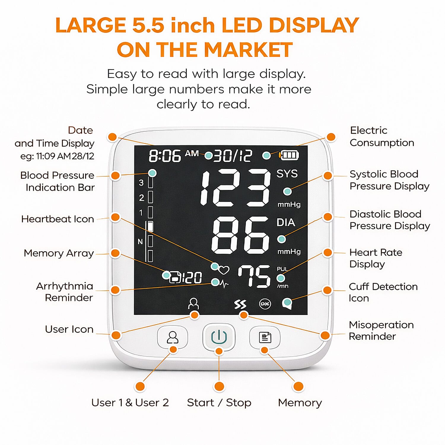 Lazle Gray Automatic Blood Pressure Monitor