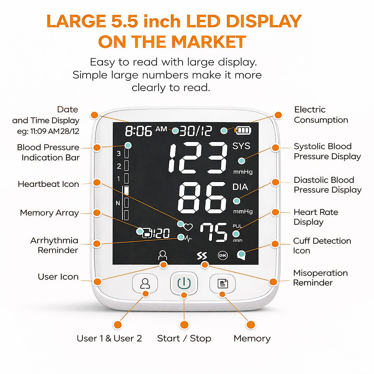 Lazle Gray Automatic Blood Pressure Monitor image number 4