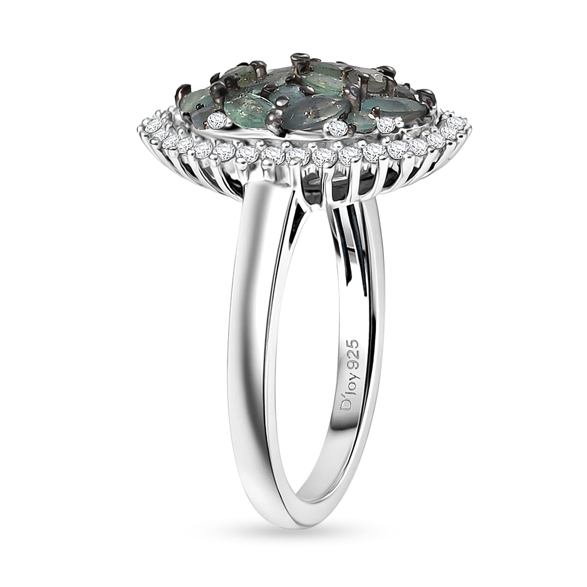 D'Joy Narsipatnam Alexandrite and Moissanite 1.65 ctw Twilight Tapestry Ring in Rhodium Over Sterling Silver (Size 11.0) image number 3