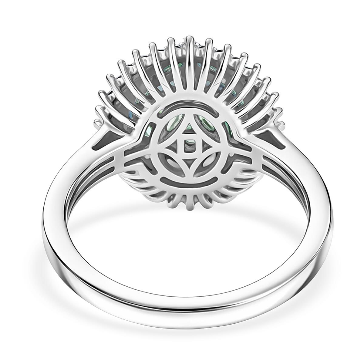 D'Joy Narsipatnam Alexandrite and Moissanite 1.65 ctw Twilight Tapestry Ring in Rhodium Over Sterling Silver (Size 11.0) image number 4