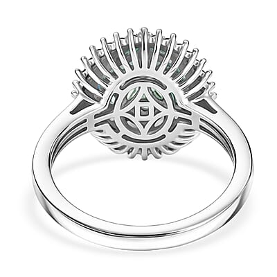 D'Joy Narsipatnam Alexandrite and Moissanite 1.65 ctw Twilight Tapestry Ring in Rhodium Over Sterling Silver (Size  5.0)