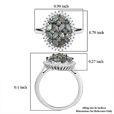 D'Joy Narsipatnam Alexandrite and Moissanite 1.65 ctw Twilight Tapestry Ring in Rhodium Over Sterling Silver (Size  5.0)