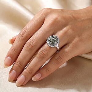 D'Joy Narsipatnam Alexandrite and Moissanite 1.65 ctw Twilight Tapestry Ring in Rhodium Over Sterling Silver (Size 9.0)