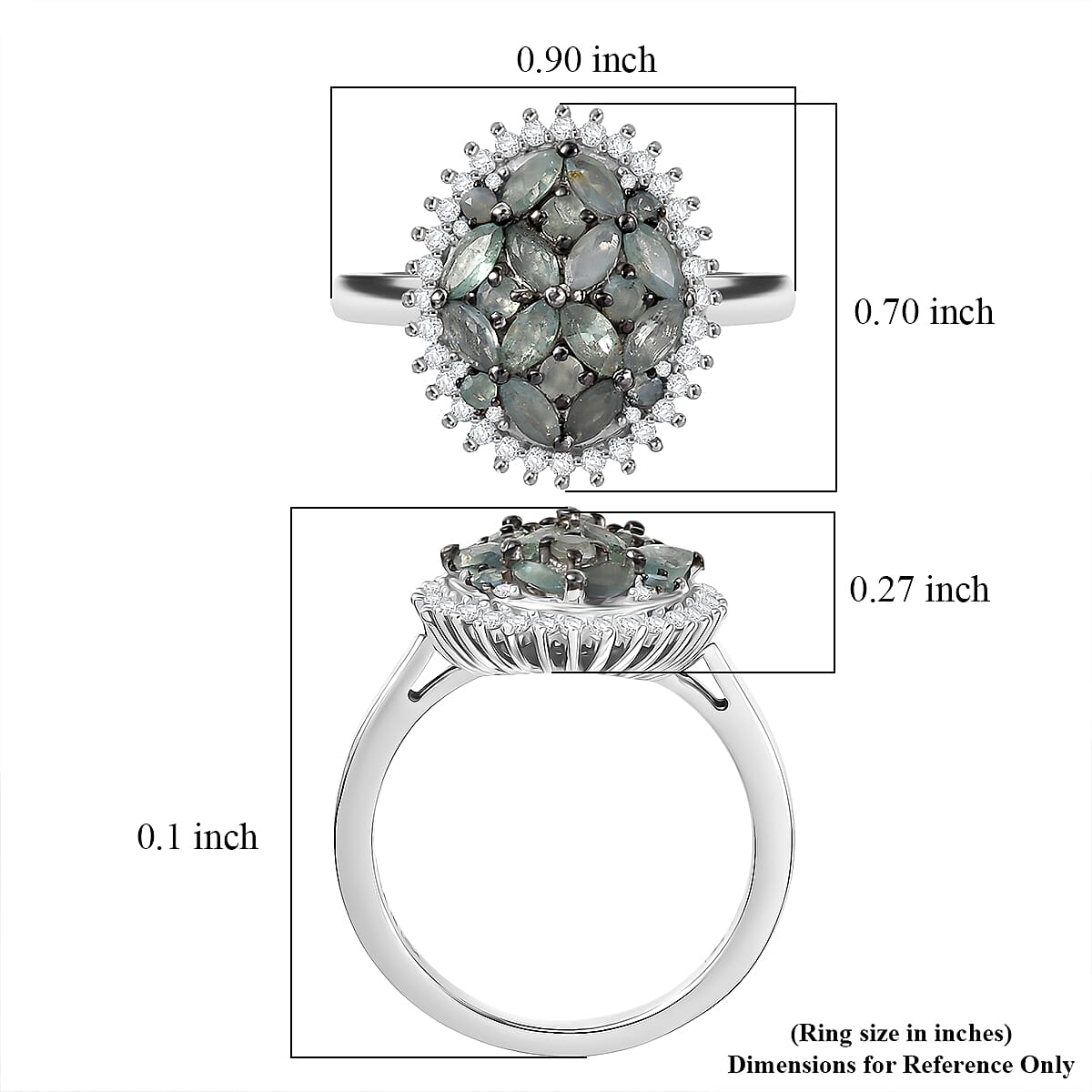 D'Joy Narsipatnam Alexandrite and Moissanite 1.65 ctw Twilight Tapestry Ring in Rhodium Over Sterling Silver (Size 9.0) image number 5