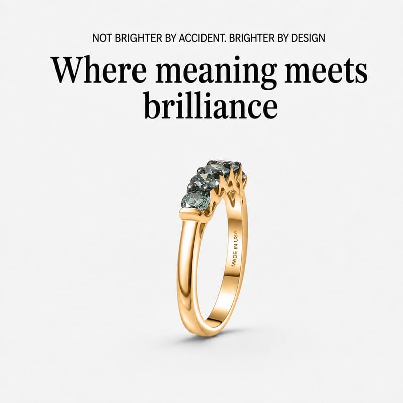 Luxuriant Lab Grown Green Diamond (IR) (SI) 1.00 ctw Forever Green Five-Stone Ring in 18K Vermeil Yellow Gold Over Sterling Silver (Size 6.0)