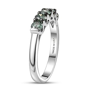 Luxuriant Lab Grown Green Diamond (IR) (SI) 1.00 ctw Forever Green Five-Stone Ring in Rhodium Over Sterling Silver (Size 9.0)