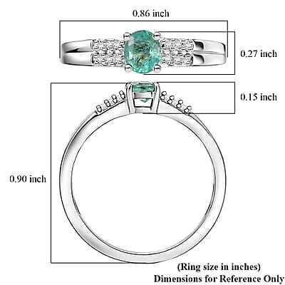 D'Joy Premium Kagem Zambian Emerald and White Zircon 0.40 ctw Classic Double Band Ring in Rhodium Over Sterling Silver (Size 5.0)