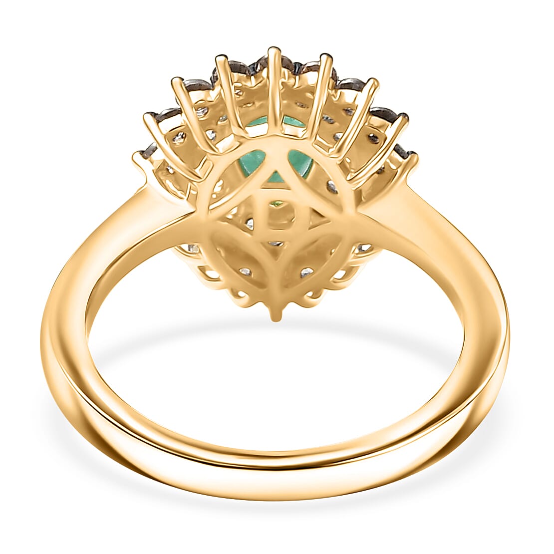 Doorbuster D'Joy Premium Kagem Zambian Emerald and Multi Gemstone 1.50 ctw Dewdrop Ring in 18K Vermeil Yellow Gold Over Sterling Silver (Size 10.0)
