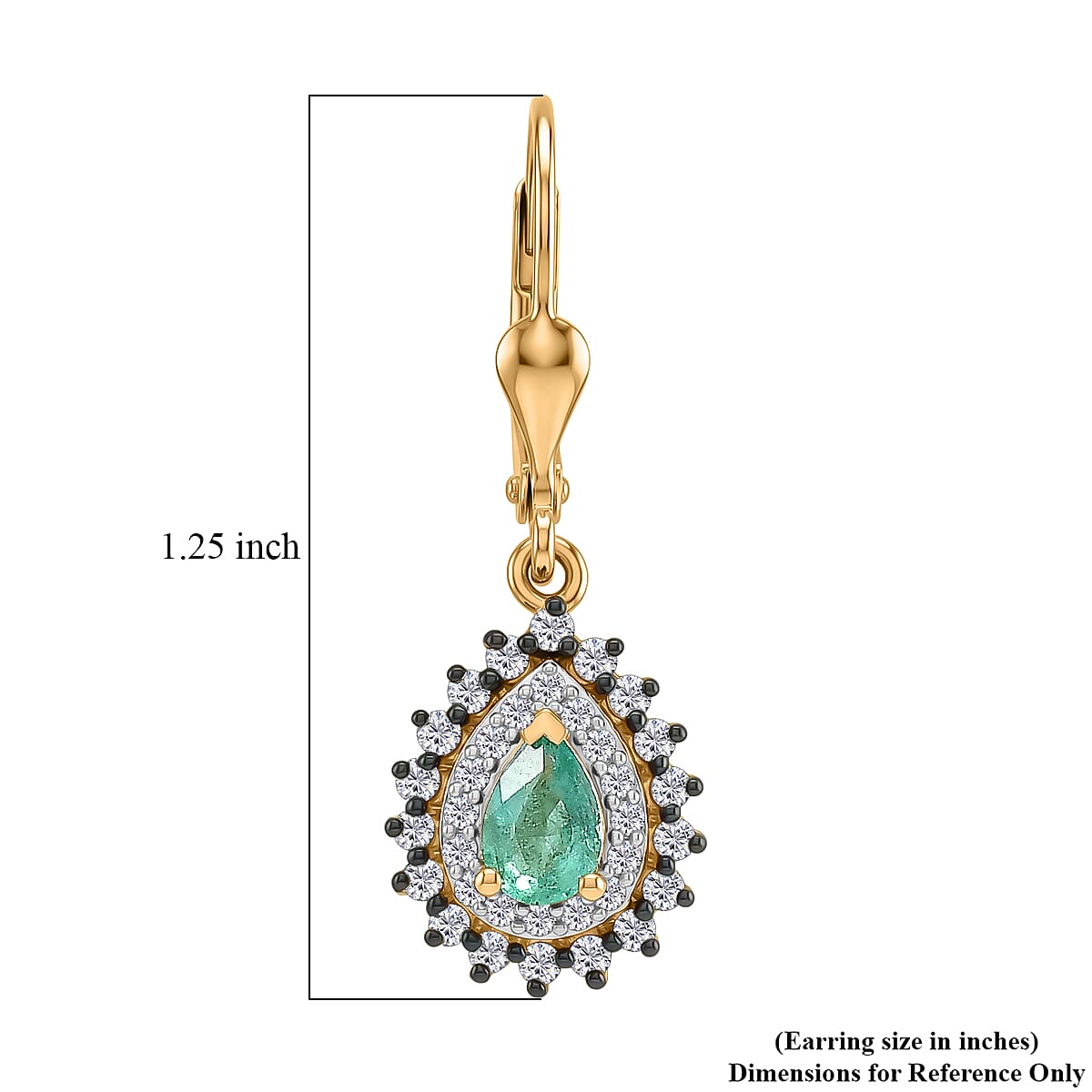 D'Joy Premium Kagem Zambian Emerald, White and Champagne Zircon 1.75 ctw Dewdrop Earrings in 18K Vermeil Yellow Gold Over Sterling Silver