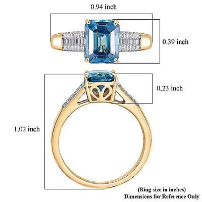 Luxoro AAAA Cambodian Blue Zircon and Diamond I2 4.70 ctw Ocean Crest Ring in 10K Yellow Gold (Size 7.0)