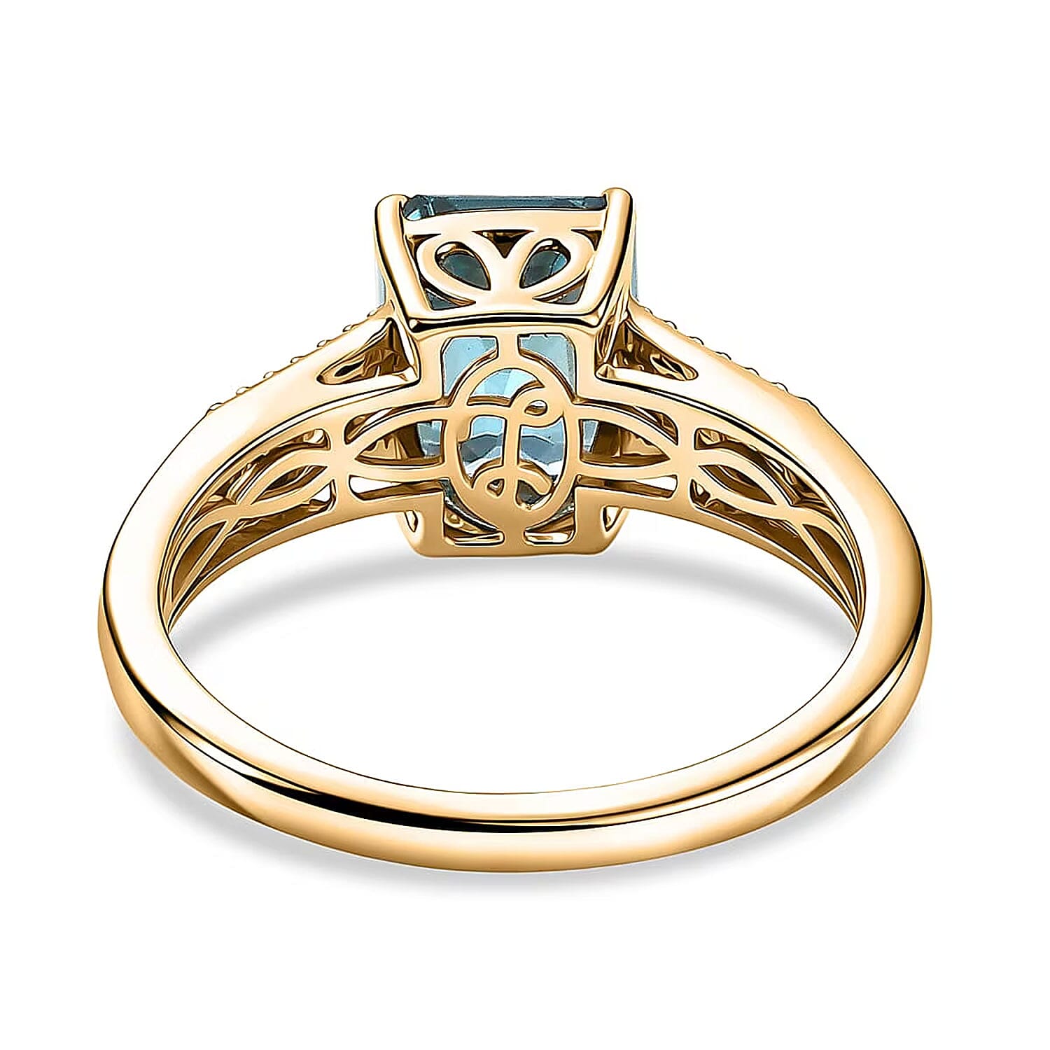 Luxoro AAAA Cambodian Blue Zircon and Diamond I2 4.70 ctw Ocean Crest Ring in 10K Yellow Gold (Size 7.0)