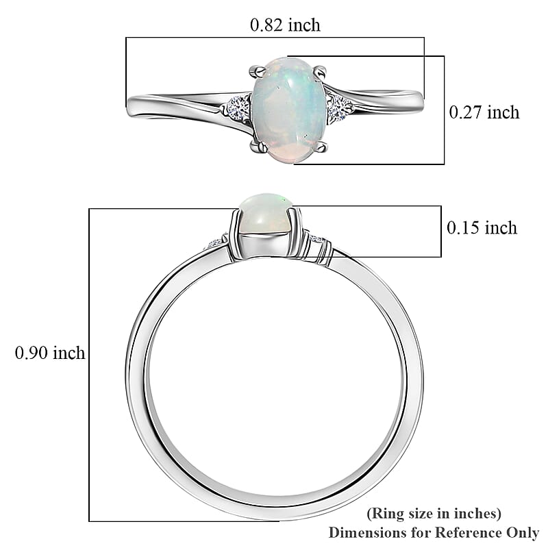 Premium Ethiopian Welo Opal and Luxuriant Lab Grown Diamond G-H SI 0.60 ctw Ring in Rhodium Over Sterling Silver (Size 6.0)