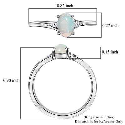 Premium Ethiopian Welo Opal and Luxuriant Lab Grown Diamond G-H SI 0.60 ctw Ring in Rhodium Over Sterling Silver (Size 7.0)