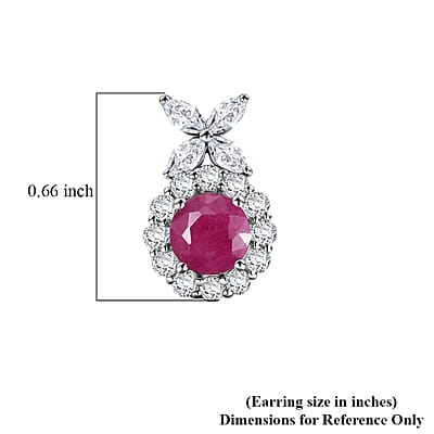 Certified & Appraised D'Joy Premium Montepuez Ruby and Moissanite 4.08 ctw Earrings in Rhodium Over Sterling Silver