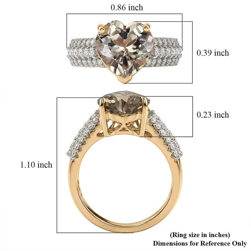 Certified & Appraised AAA Turkizite and Luxuriant Lab Grown Diamond G-H SI 3.56 ctw Ring in 10K Yellow Gold (Size  5.0)