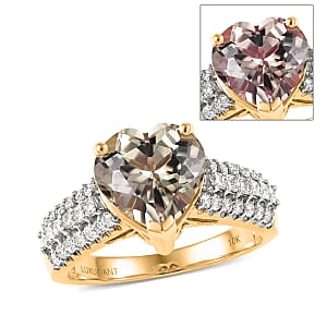 Certified & Appraised AAA Turkizite and Luxuriant Lab Grown Diamond G-H SI 3.56 ctw Ring in 10K Yellow Gold (Size 6.0)