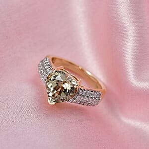 Certified & Appraised AAA Turkizite and Luxuriant Lab Grown Diamond G-H SI 3.56 ctw Ring in 10K Yellow Gold (Size 6.0)