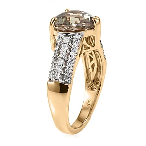 Certified & Appraised AAA Turkizite and Luxuriant Lab Grown Diamond G-H SI 3.56 ctw Ring in 10K Yellow Gold (Size 6.0)