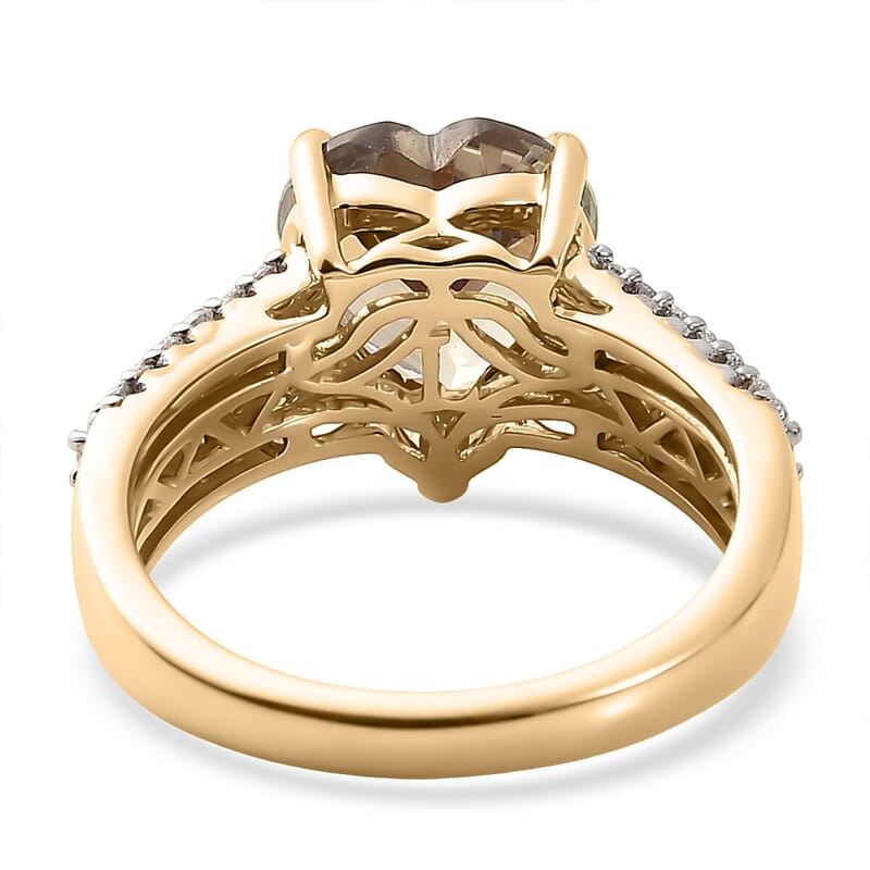 Certified and Appraised AAA Turkizite and Luxuriant Lab Grown Diamond G-H SI 3.56 ctw Ring in 10K Yellow Gold (Size 6.0)